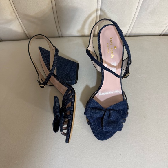 kate spade Shoes - Kate Spade Size 9.5 Denim Blue Heels with Bow
